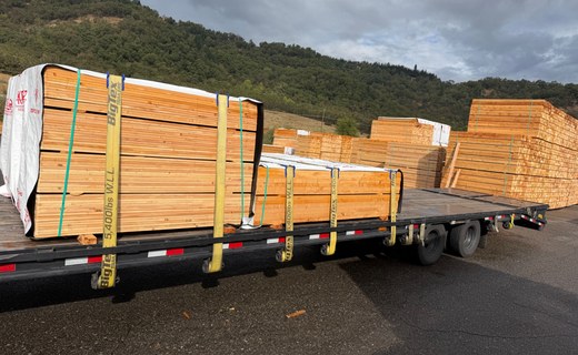 Lumber load on flatbed